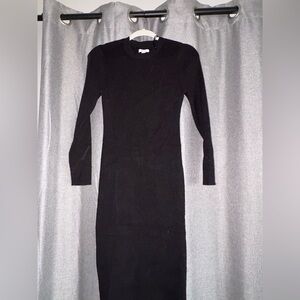 Nine West Black Long-Sleeve Ribbed Bodycon Dress